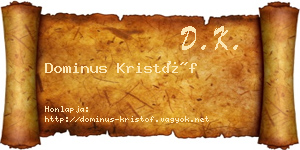 Dominus Kristóf névjegykártya